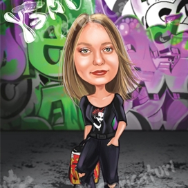 Caricatură digitală color - Adolescentă