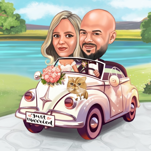 Caricatură digitală color - Just married