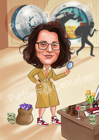 Caricatură digitală color - Detectiv