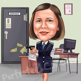 Caricatură digitală color - Polițistă