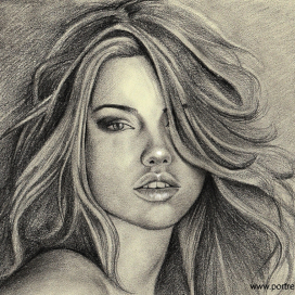 Portret în creion sepia - Tânără