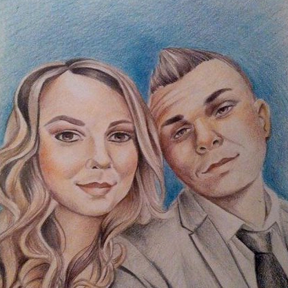 Portret în creion color - Cuplu